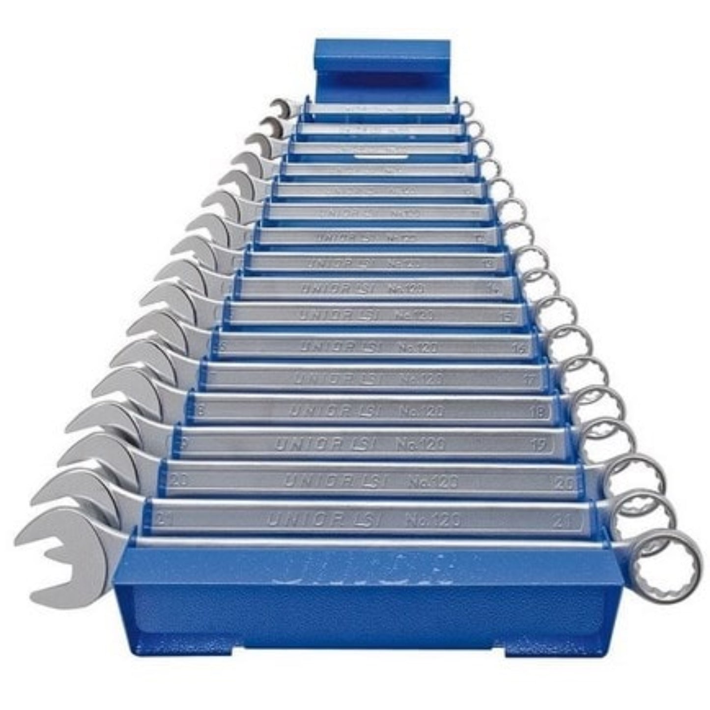 UNIOR Jeu de 17 clés mixtes longues chromées polies sur présentoir métal Clé, OUTIL A MAIN RANGESTOCK