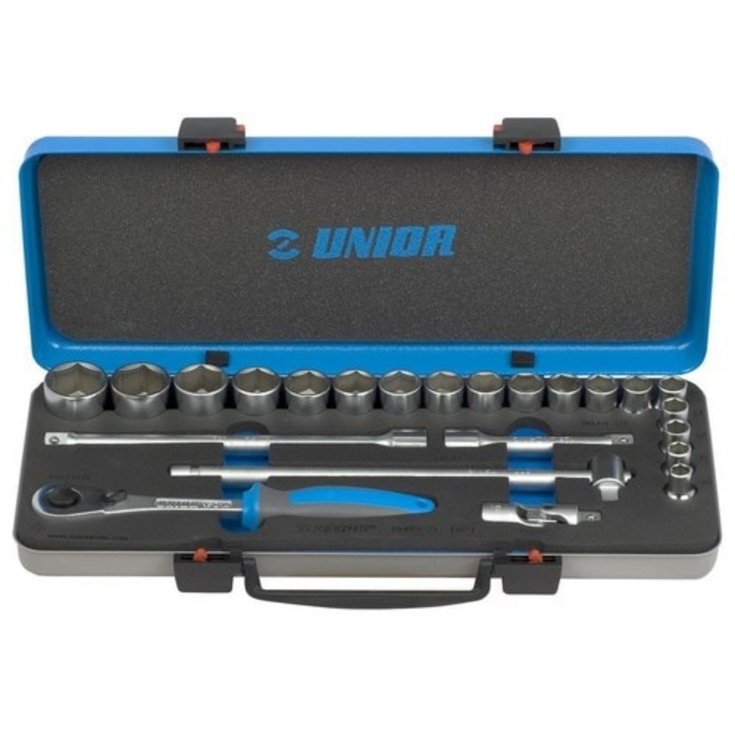 UNIOR Coffret métal de douilles 1/2" 6 pans 23 pièces Douille, OUTIL A MAIN RANGESTOCK