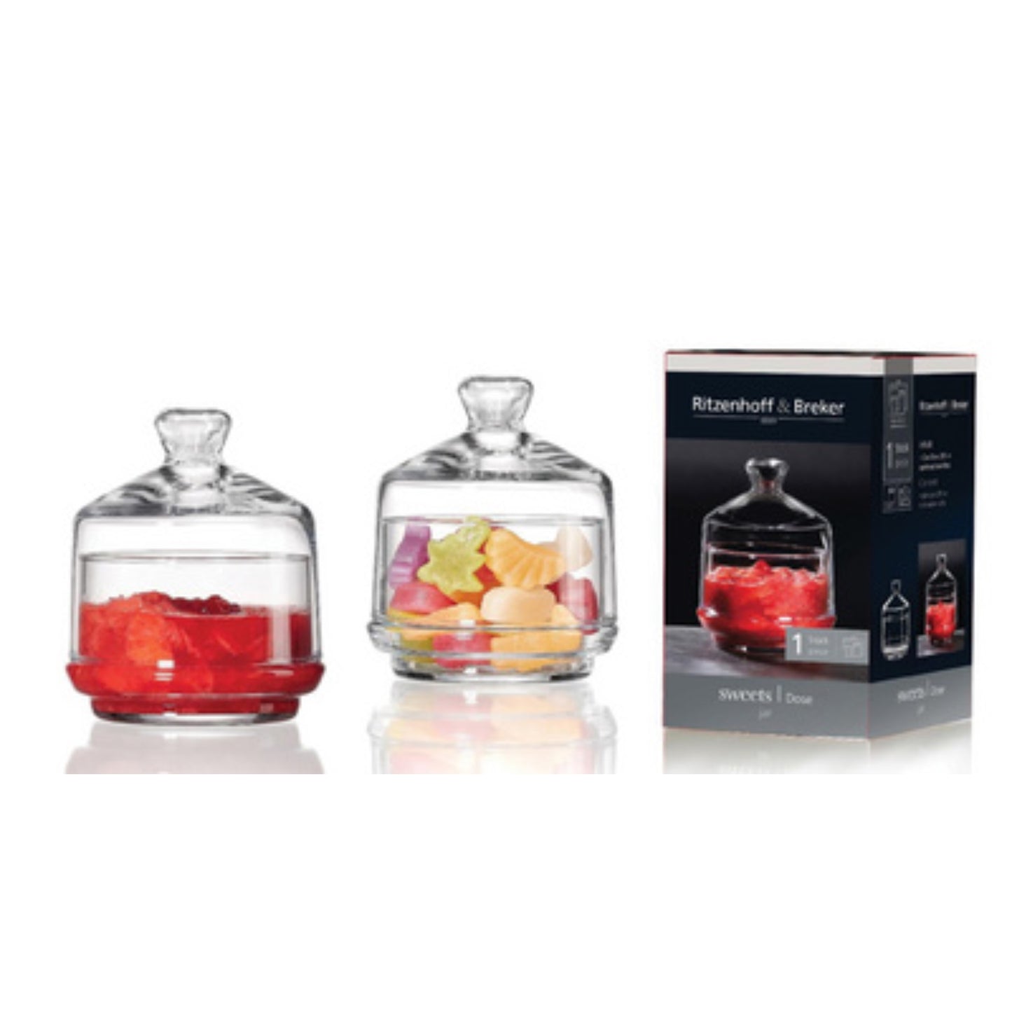 RITZENHOFF & BREKER Bocal à bonbon en verre 0,28ml BOITE & BAC, Boite de conservation en verre RANGESTOCK