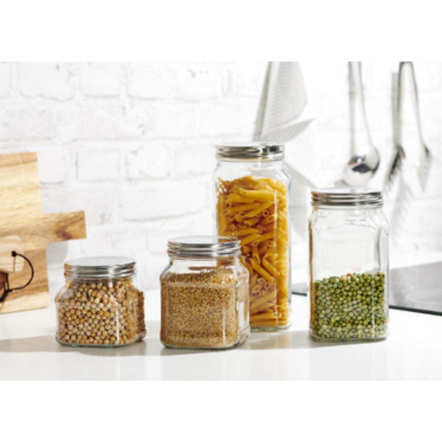 RITZENHOFF & BREKER Bocal de conservation en verre carré couvercle inox de 0,65L à 1,9L BOITE & BAC, Boite de conservation en verre RANGESTOCK