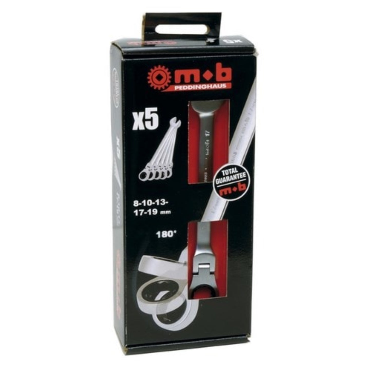 MOB OUTILLAGE Clés mixtes à cliquet articulées - X5 en coffret - 8 à 19mm Clé, OUTIL A MAIN RANGESTOCK