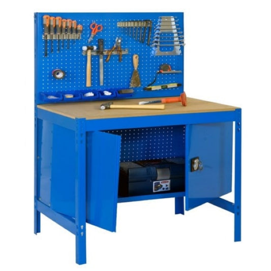 SIMON RACK  Etabli avec panneau outils et armoire métal  ETABLI, Etabli avec armoire RANGESTOCK