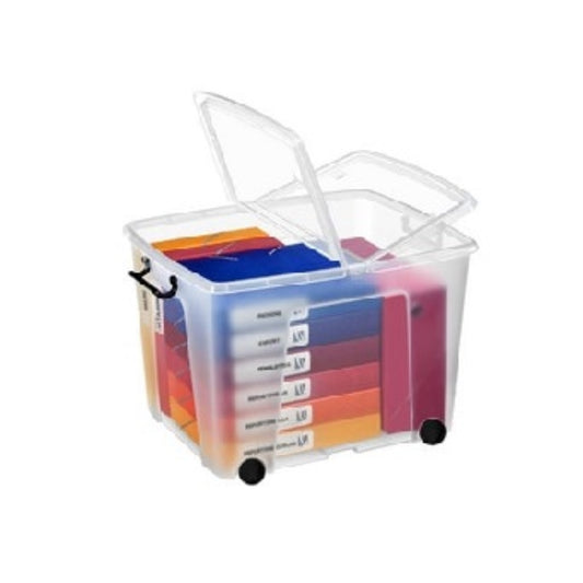  CEP  Bac plastique de rangement à roulettes et couvercle 75L  Bac plastique avec couvercle, BOITE & BAC RANGESTOCK