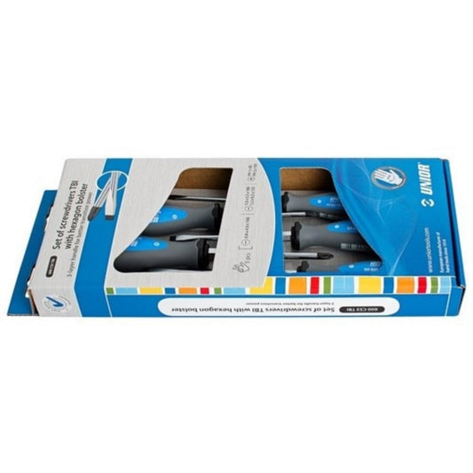 UNIOR  Jeu de 5 tournevis TBI avec écrou 3 fentes + 2 Ph  OUTIL A MAIN, Tournevis RANGESTOCK