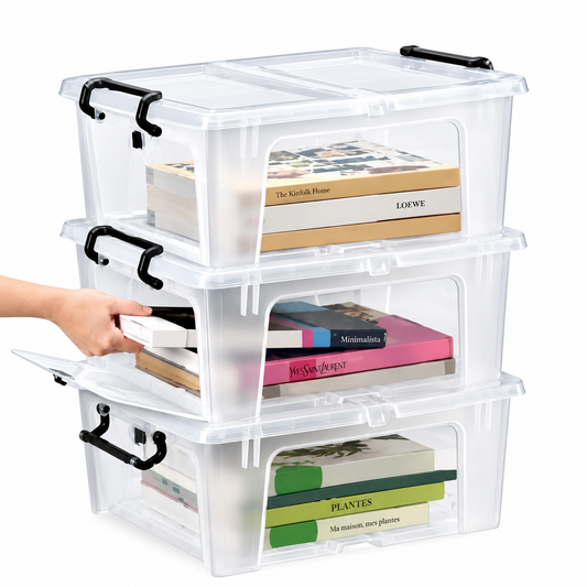  CEP  Boite plastique ouverture dessus & frontale  BOITE & BAC, boite de rangement ouverture sur le côté, boite de rangement plate, boite empilable, boite plastique, boite plastique 20L RANGESTOCK