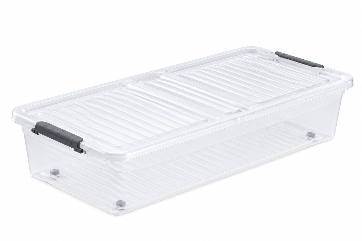  KEEEPER  Boite de rangement sous lit en plastique transparent 33L  33L, bac avec roulette, bac rangement sous lit, BOITE & BAC, boite de rangement dessous lit, boite de rangement sous lit, boite plastique, boite plastique avec roulette, boite plastique plate, boite plastique rangement sous lit RANGESTOCK
