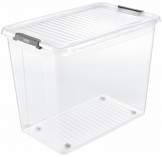  KEEEPER  Boite plastique transparent avec roulettes 74L  BOITE & BAC, boite plastique RANGESTOCK