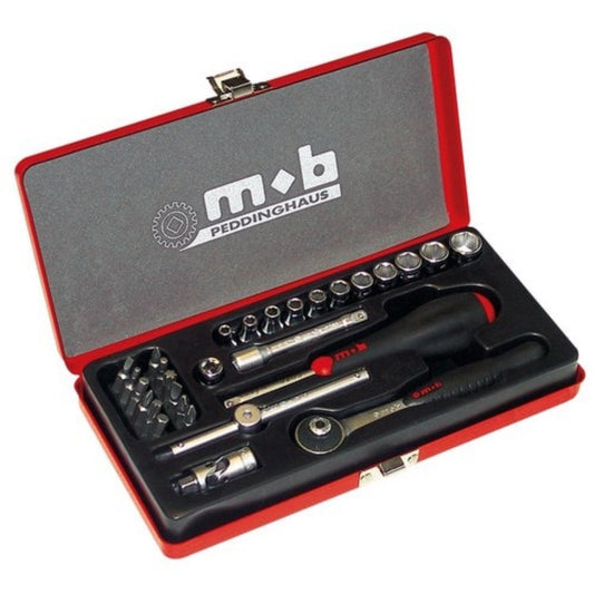  MOB OUTILLAGE  Coffret outillage cliquet/douilles  - 6 pans - 1/4" (4 à 13mm) - 29 pièces  composition outillage, OUTIL A MAIN RANGESTOCK