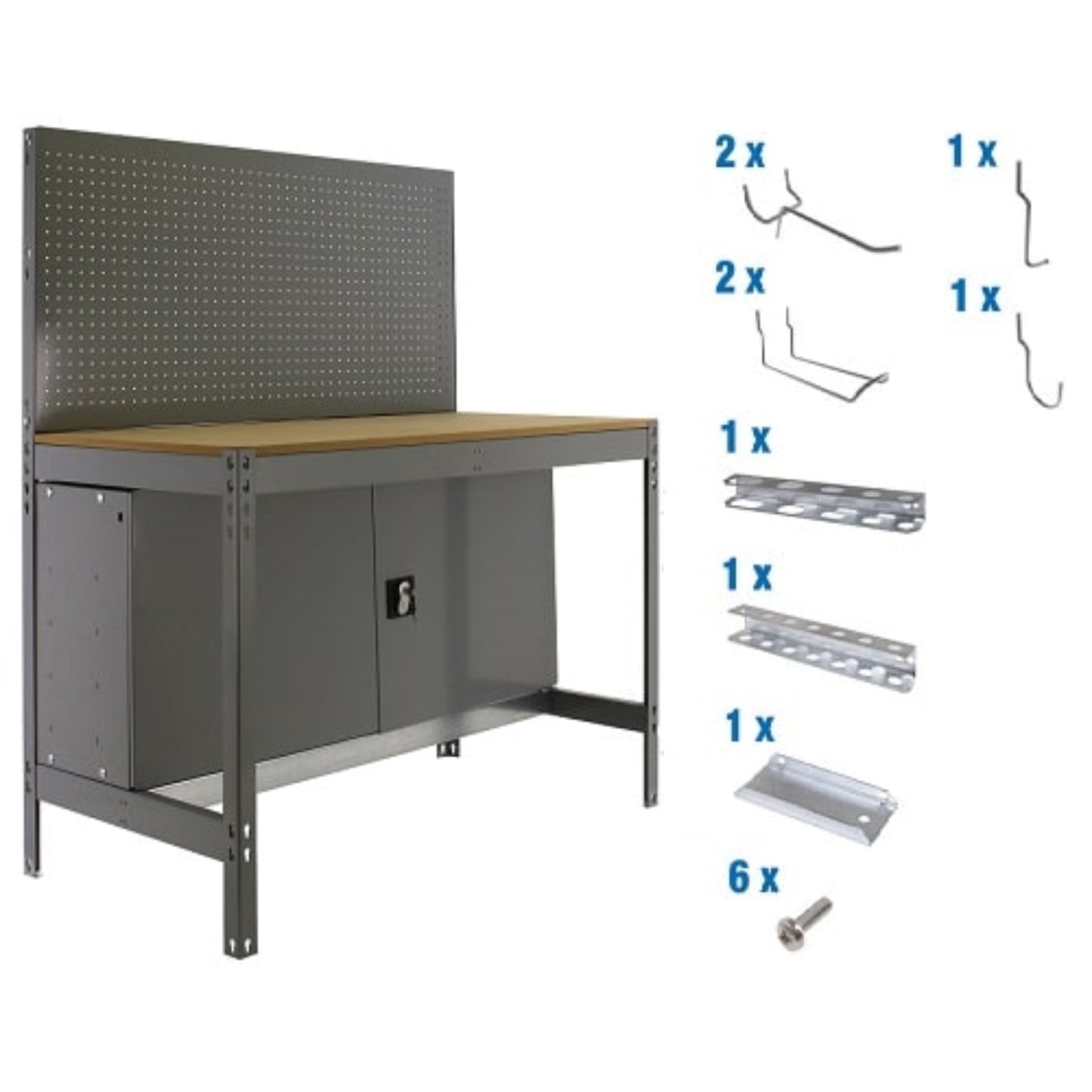  SIMON RACK  Etabli avec panneau outils et armoire  BT2 + 9 accessoires  ETABLI, Etabli atelier avec accessoires RANGESTOCK