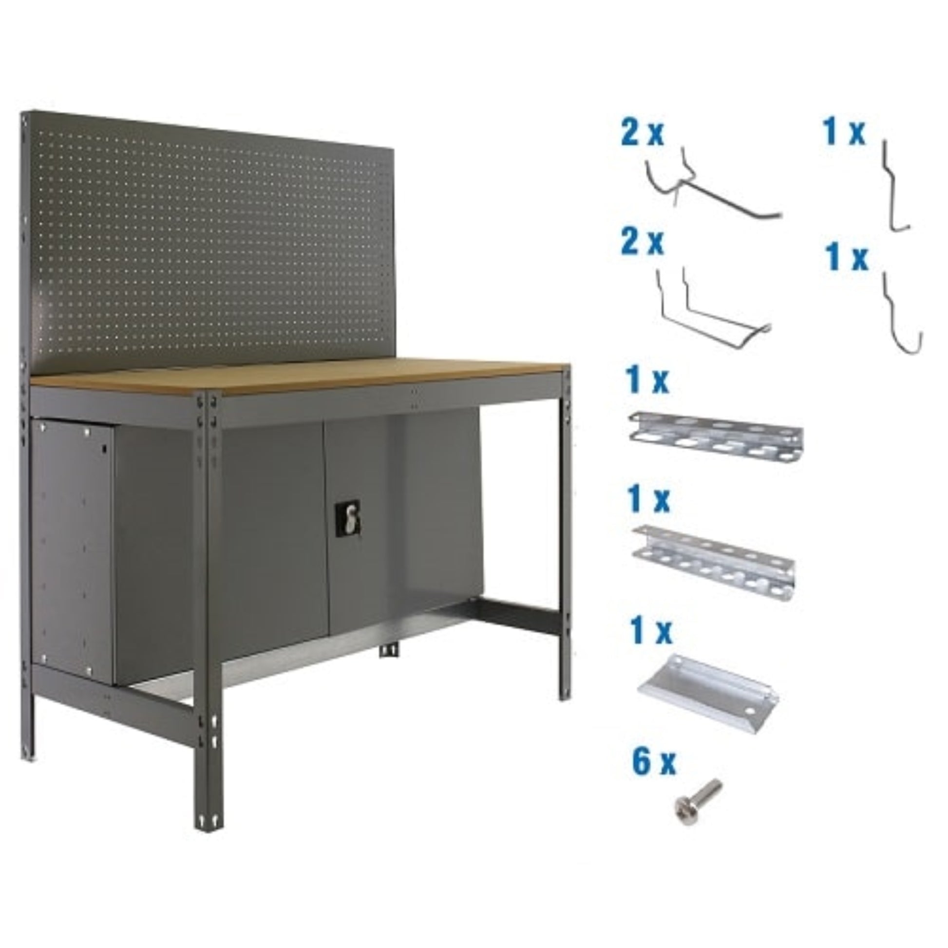  SIMON RACK  Etabli avec panneau outils et armoire  BT2 + 9 accessoires  ETABLI, Etabli atelier avec accessoires RANGESTOCK