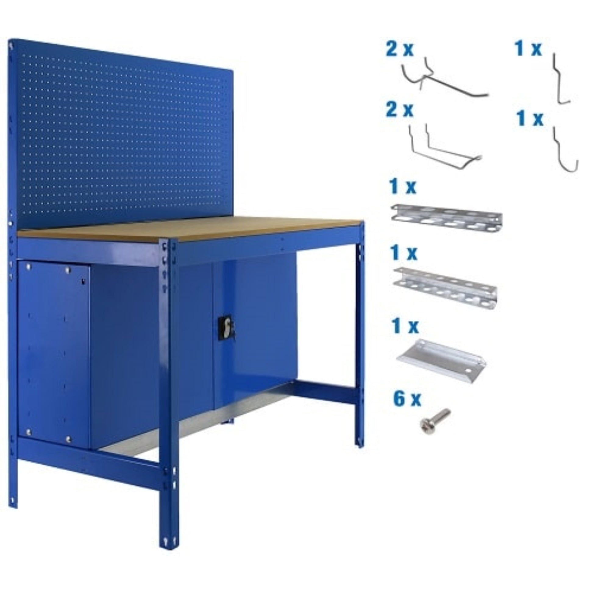  SIMON RACK  Etabli avec panneau outils et armoire  BT2 + 9 accessoires  ETABLI, Etabli atelier avec accessoires RANGESTOCK