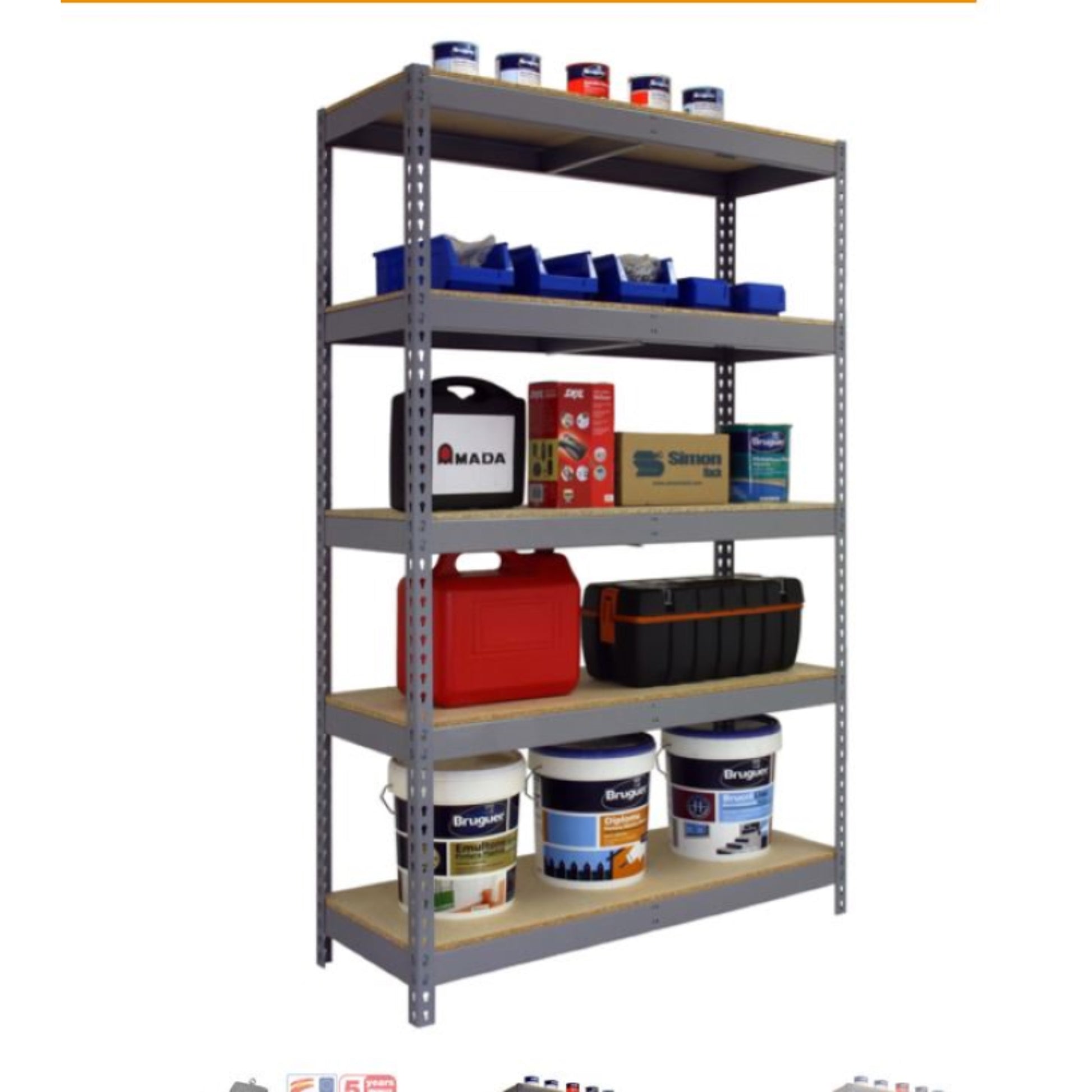  SIMON RACK  Rayonnage bois/métal 2000x1000mm 5 niveaux  RAYONNAGE, Rayonnage Bricoforte RANGESTOCK