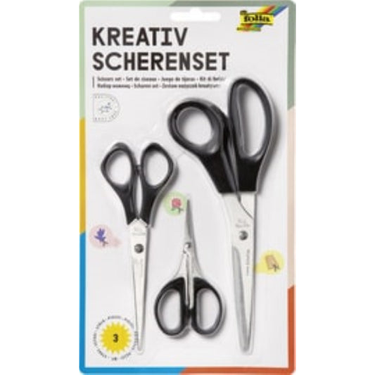  FOLIA  Set de 3 ciseaux créatifs  couteau - ciseaux & cutter, OUTIL A MAIN RANGESTOCK