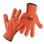 Gant coton/polyamide fourré acrylique/laine brossé orange enduit mousse de latex noir sur paume et doigts - MAPROTEC