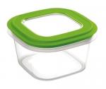 Boite plastique alimentaire transparent couvercle vert  1,8L